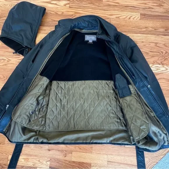 Wilsons Leather Black Leather Hooded Full-zip Coat Size L - Picture 3 of 15